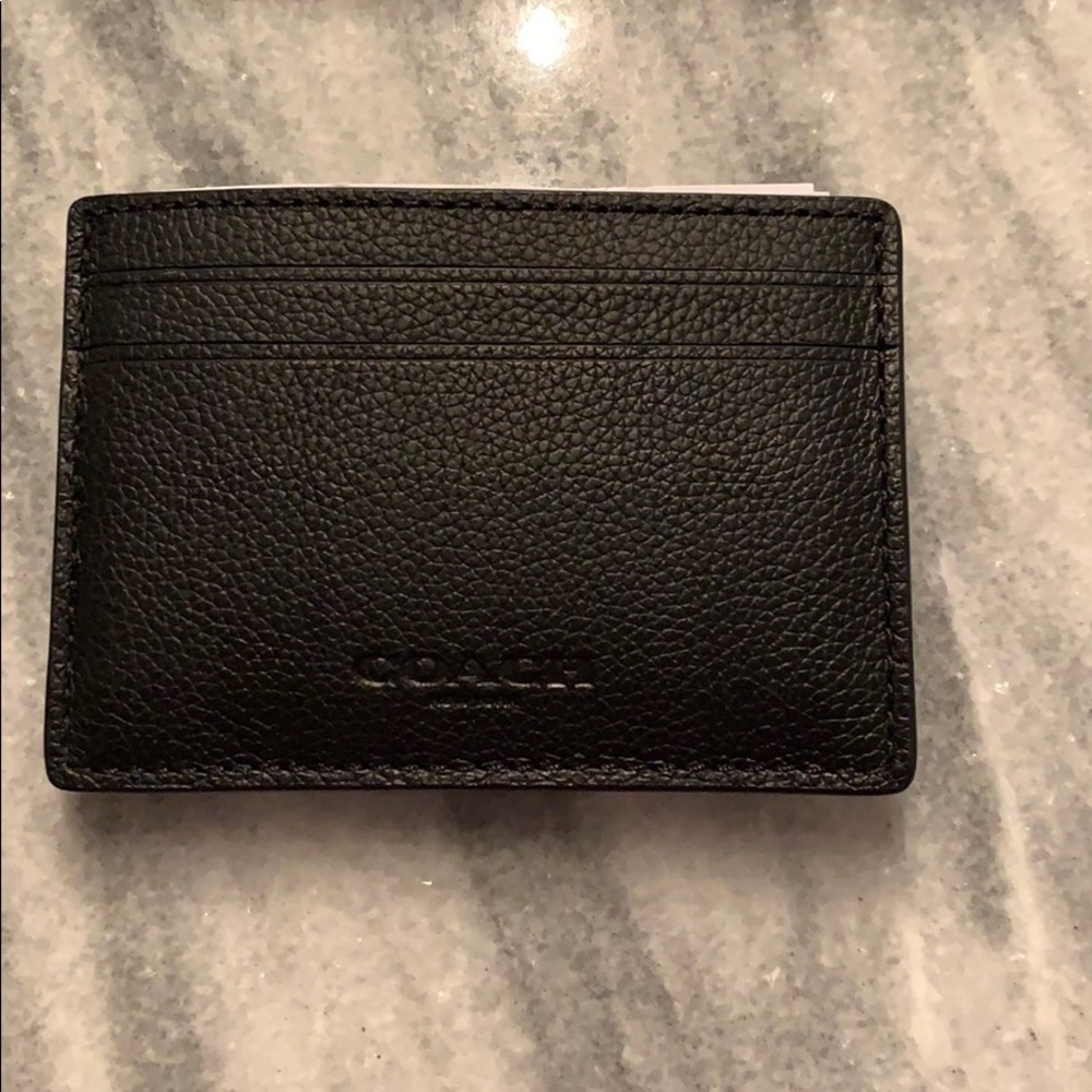 Men’s Coach black leather Money clip Card Case